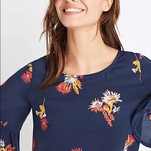 Madwell blue silk floral peplum top